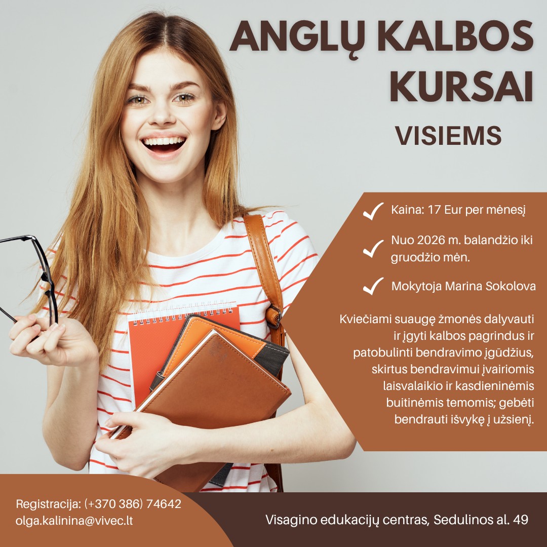 Anglų kalbos kursai suaugusiems – Visaginas