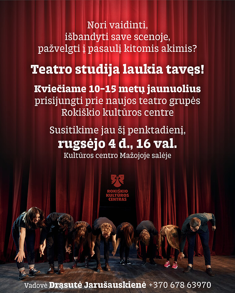 Studio teatralne dla młodzieży w wieku 10–15 lat – Centrum Kultury w Rokiškis