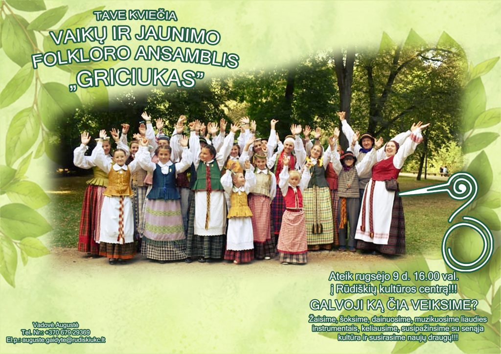 Zespół folklorystyczny dla dzieci i młodzieży „Griciukas” – Centrum Kultury w Rūdiškiach