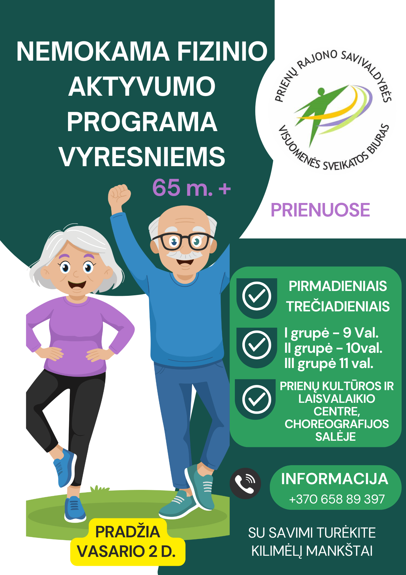 Physical Activity Program for Seniors (65+) – Prienai Culture and Leisure Center