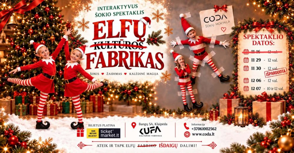 Interaktywny spektakl taneczny dla dzieci „Fabryka elfów” – Kłajpeda