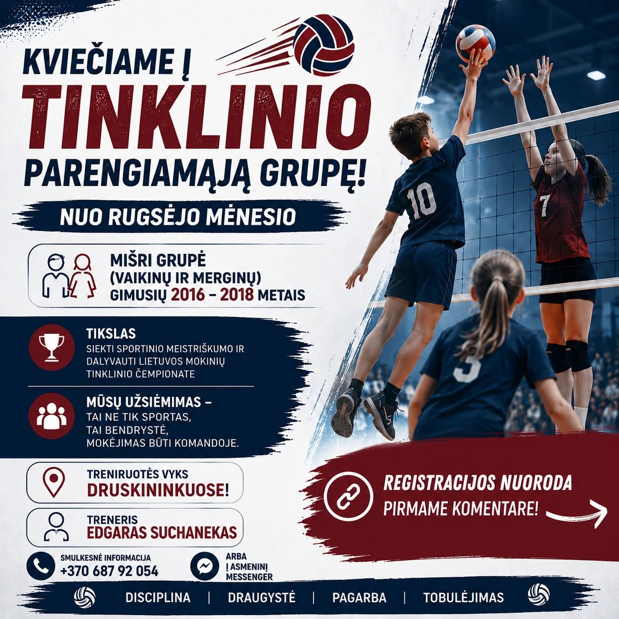 Tinklinio treniruotės vaikams ir jaunimui – Druskininkų sporto centras
